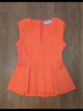 Intrend (Max Mara) top with peplum ruffles, XS/S, Tangerine Orange, worn once!
